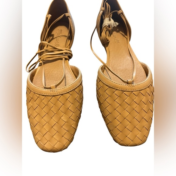 NWOT Madewell The Celina Lace-Up Flat in Woven Leather in Color Earthen Sand 7 - Picture 3 of 9